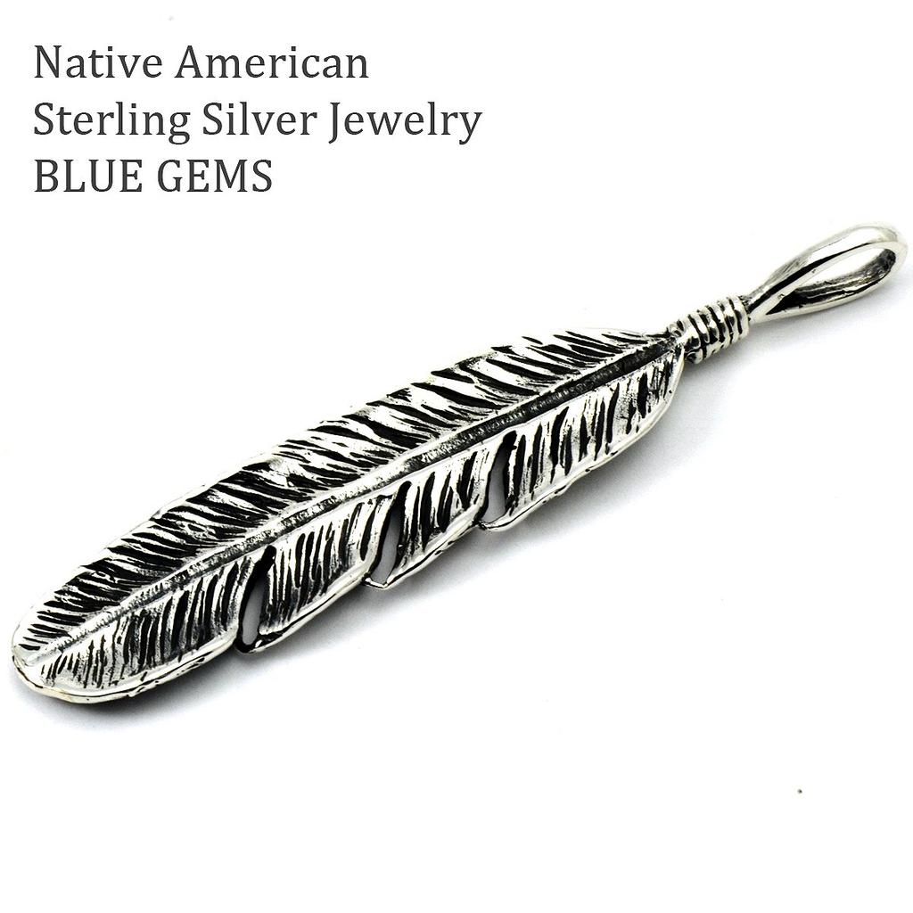 [STERLING SILVER 925] Silver Indian Feather Native American Pendant for Men and Women AMTHGTO-007