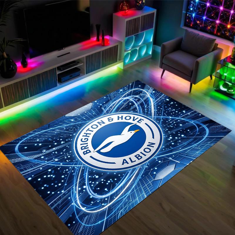 Brighton & Hove Albion Football Design Crystal Velvet Carpet Cozy Non?Slip Printed Rug For Bedroom Living Room Entrance