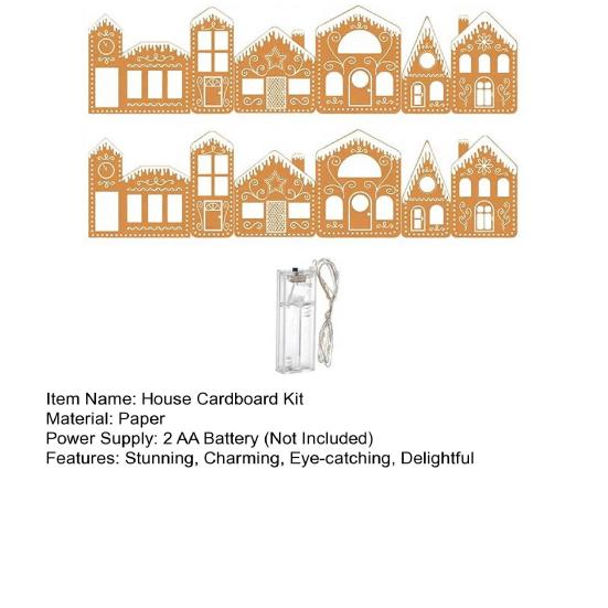 DIY Foldable Christmas Gingerbread House Cardboard Kit with LED Light Make A Gingerbread House Craft Kit for Home Kitchen Cabinet