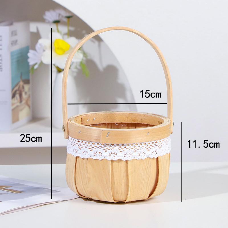 Goddess Festival Mini Round Woven Flower Basket for Home Decoration