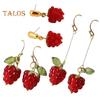 1 Pair Women Earrings Raspberry Artificial Crystal Tassel Hanging Earrings Fruit Hook Earrings Prom Party Dating Ear Jewelry