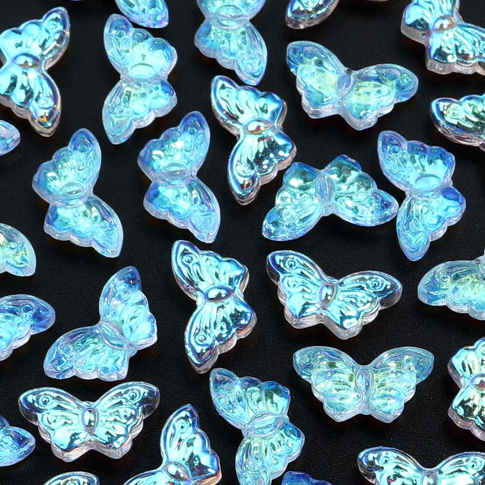 50pcs Butterfly Glass Beads 15x8mm Colorful Lampwork Loose Beads For Jewelry Making DIY Bracelets Necklace Keychain Accessories