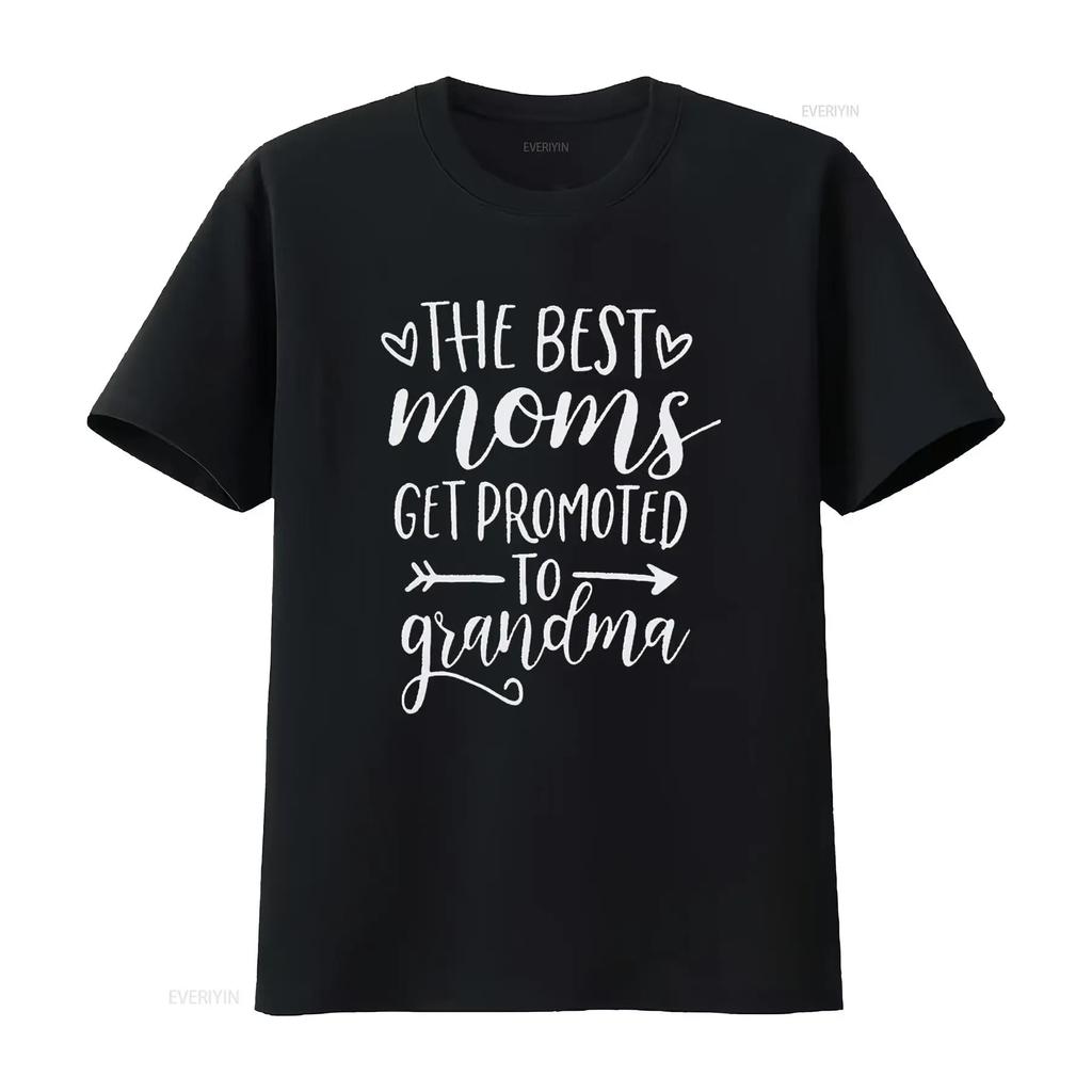 The Best Moms Get Promoted To Grandma T Shirt Women Grandmother GifT with Funny Saying Casual Top Vintage Washed Versatile