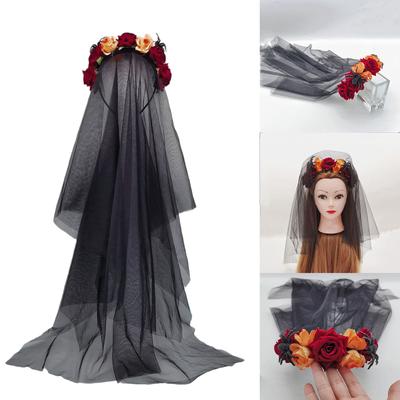 Straszna Opaska Pająk Kostium Akcesoria Cosplay Różowy Nakrycie Głowy z Czarną Różą Sukienka na Imprezę Weselną Prezent