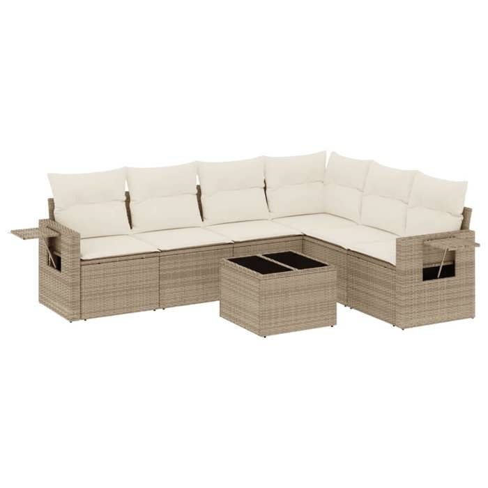 VidaXL Garden Lounge Set with Cushions 7 Pcs, Patio Sofas, Patio Furniture Set, Outdoor Furniture, Beige 3252555