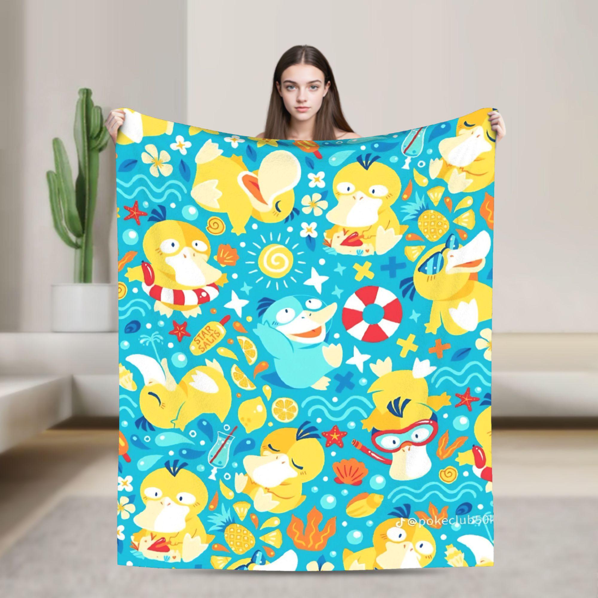 

Psyduck Manga Flannel Blanket Soft Warm Throw Blanket for Couch Bed Travel Office Novelty Bedspread Sofa Bed Cover 30x40in