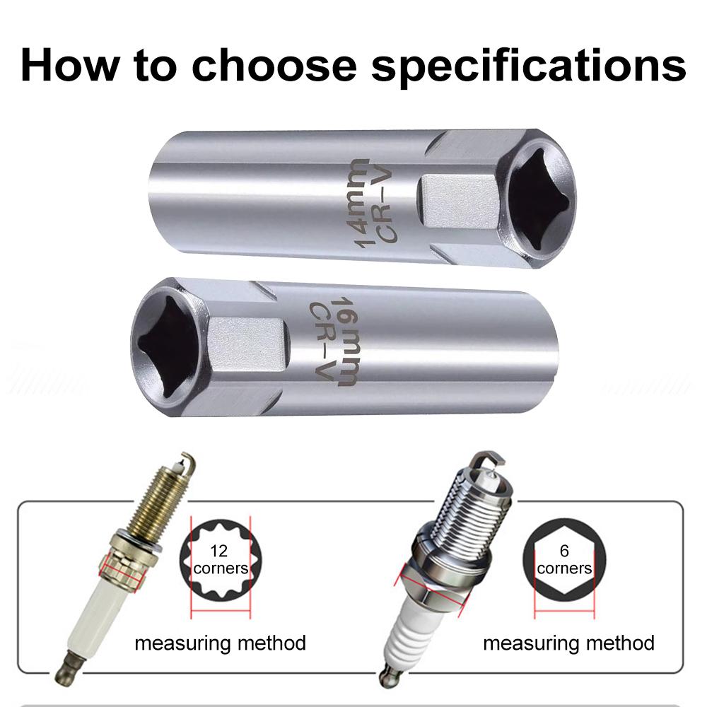 3/8 Inch 12 Point Drive Spark Plug Socket Wrench With Magnetics 14/16mm CR-V Steel Socket Wrench Adapter Car Removal Repair Tool