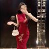 New Chinese Style Embroidered Cheongsam Dress, Imperial Sister Temperament Is Beautiful, Red Slim-fitting Hip-wrapped Dress, Summer