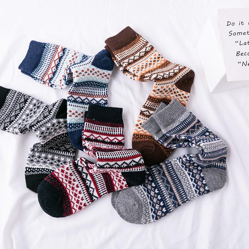 5 Pairs of Men's Winter Thickened and Thick-lined Men's Rabbit Wool Socks and Ethnic Style Thigh-high Socks