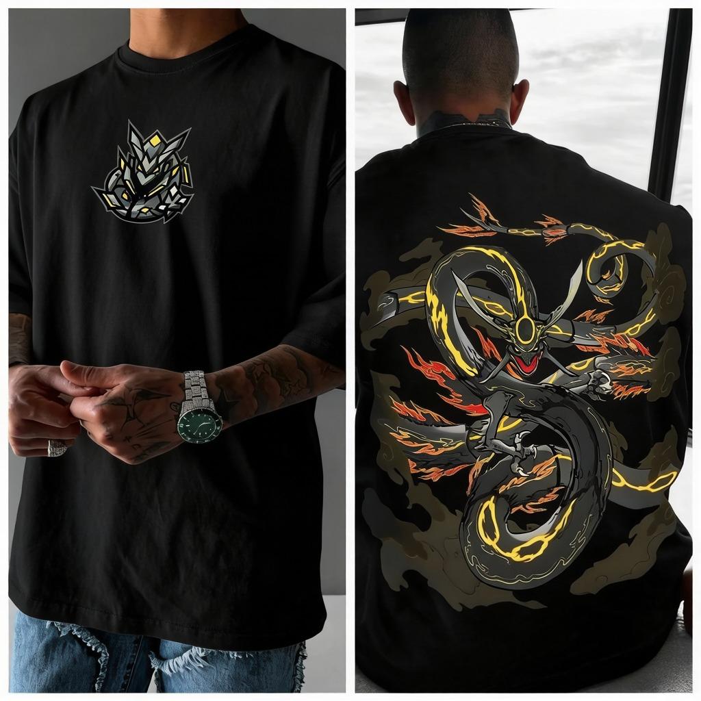 Animated Product Pattern Printed T-shirt for Men and Women Summer Cotton Street Fashion Brand Top