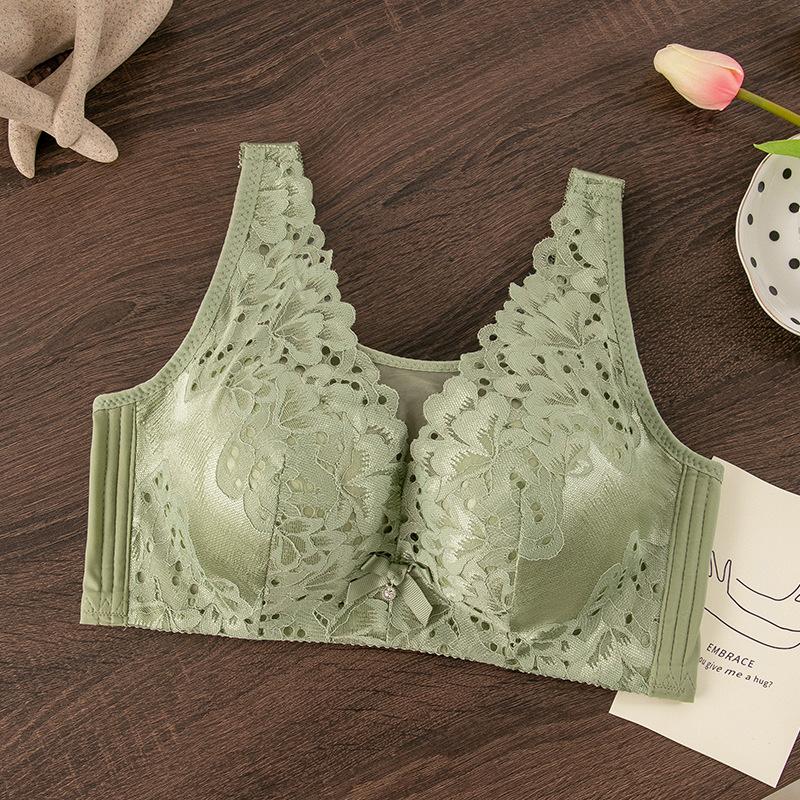 New bra large size full cup with double breasts, large breasts and thin thin D cup lace elderly bra