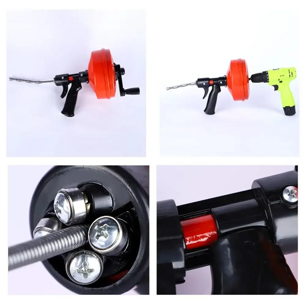 Professional Drain Snake Auger Flexible Plumbing 5-10m Length Drain Clog Remover Quickly Manual/Electric Pipe Dredging Machine