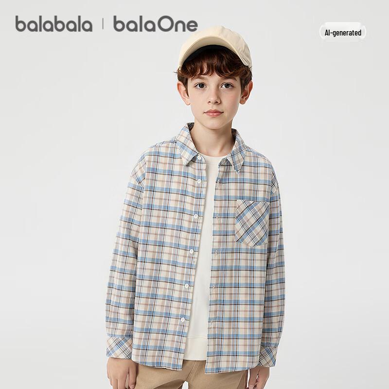 Balabala Kids' Plaid Long-Sleeve Shirt Jacket