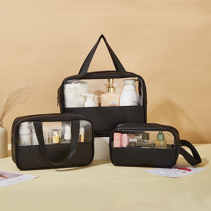 

Transparent PVC Large Capacity Travel Cosmetic & Toiletry Bag - Waterproof, Portable, Multifunctional Storage. Small