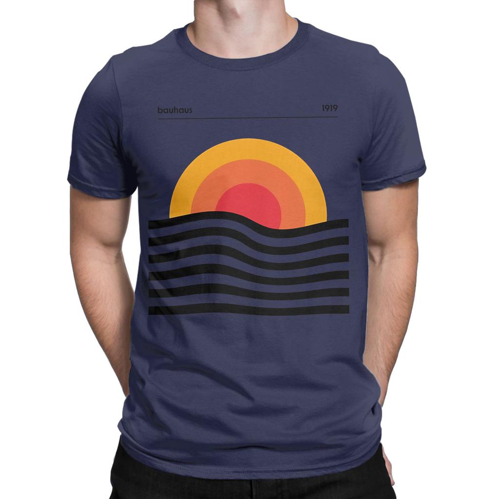 Circle Lines Warped Yellow Orange Red Graphic 100 Cotton Tshirt Bauhaus Tops Tees For Unisex