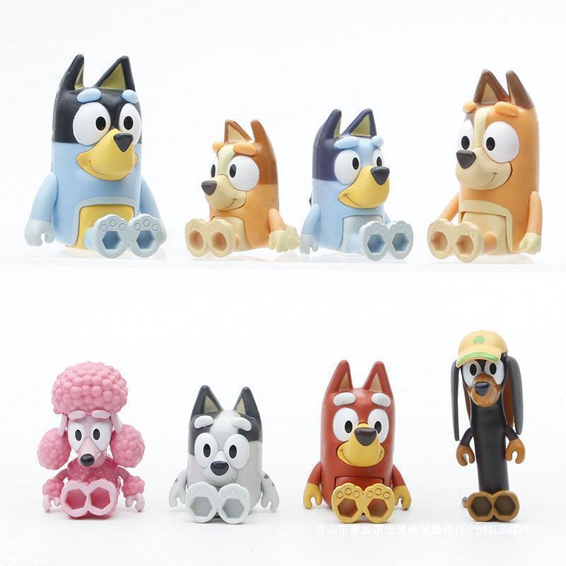 Bluey Anime Action Figures Bandit Chilli Bingo With Movable Joints Animation Dog Model Dolls Kids Party Favor Toys Birthday Present