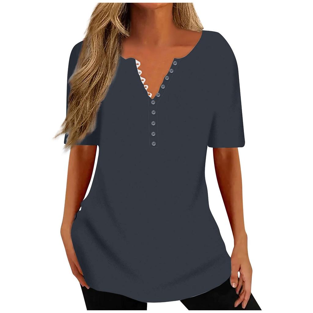 Women's Fashion Casual Short Sleeve Printed Round Neck Loose Top