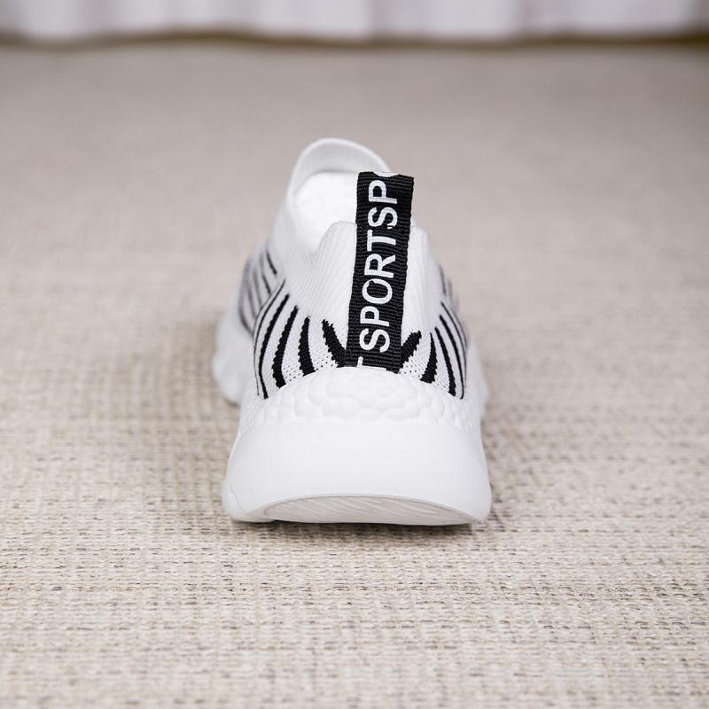 Ladies Knitted Walking Shoes Breathable Mesh Women's Flats Jogging Casual Sports Shoes Lightweight Slip-on Loafers