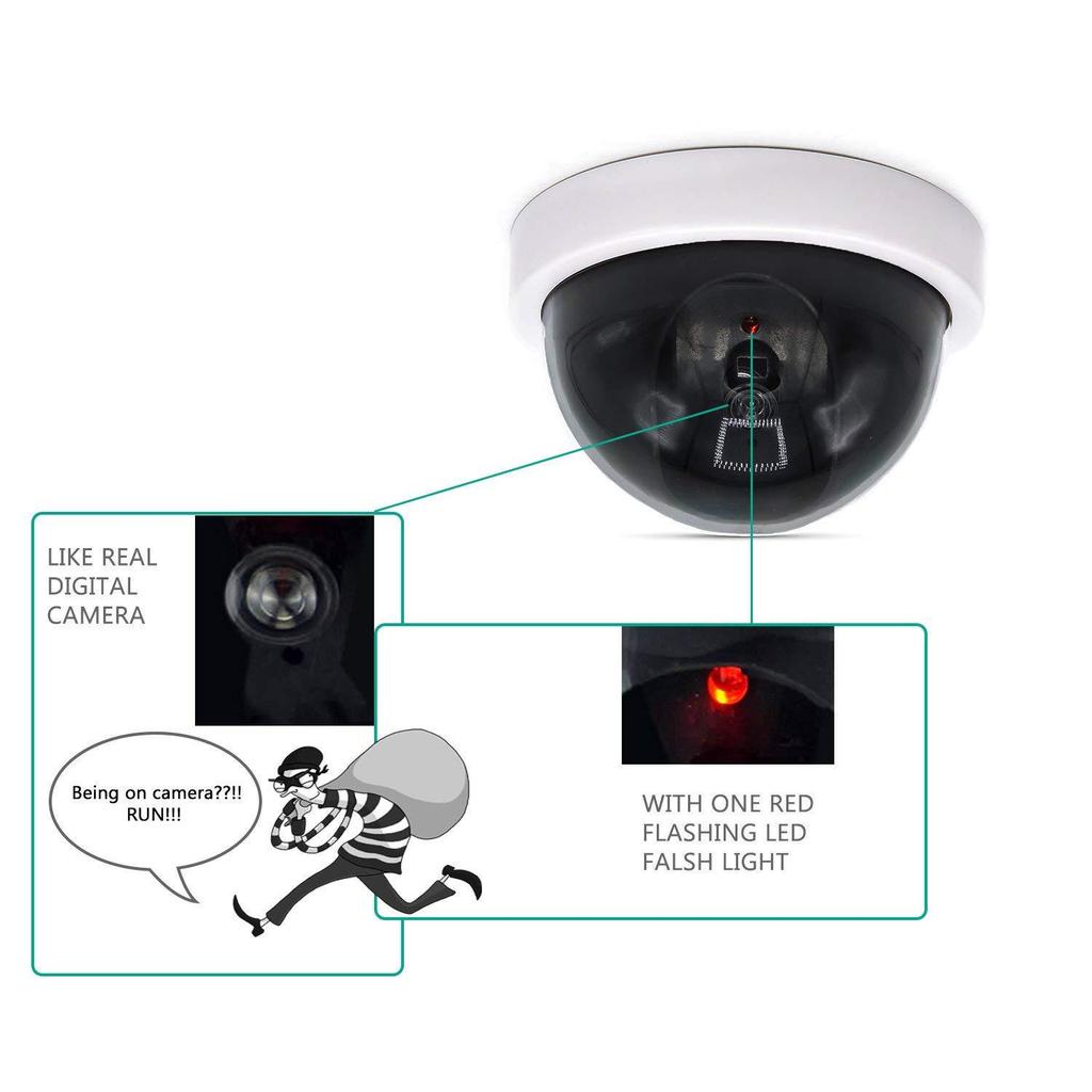 White Outdoor Fake Surveillance Camera with Infrared Light Simulation