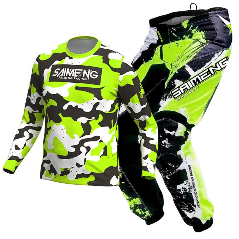 Set completo abbigliamento motocross per bambini Kit Maglia Pantaloni Youth bambino verde Moto nero 3 4 5 6 7 8 9 10 anni Tuta fuoristrada blu arancio Enduro cross ragazzo ragazza