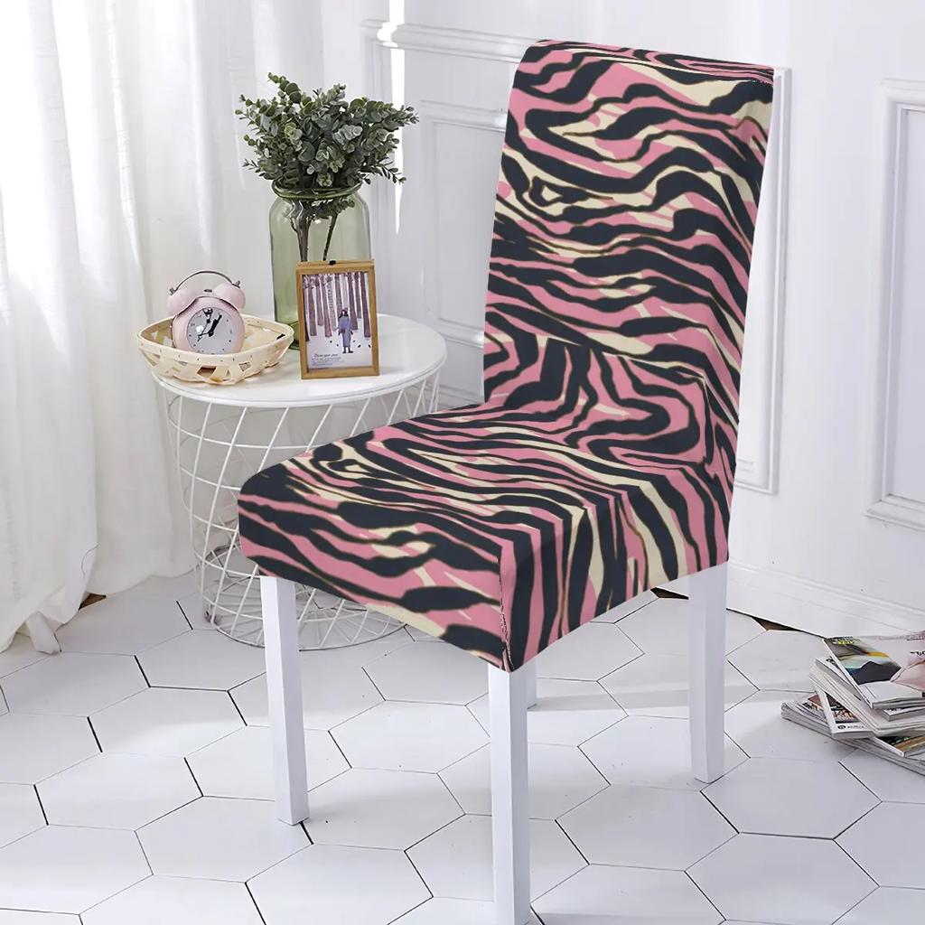 Leopard Print Spandex Chair Covers Stretchy Washable Dining Room Seat Protectors Elastic Slipcovers For Home