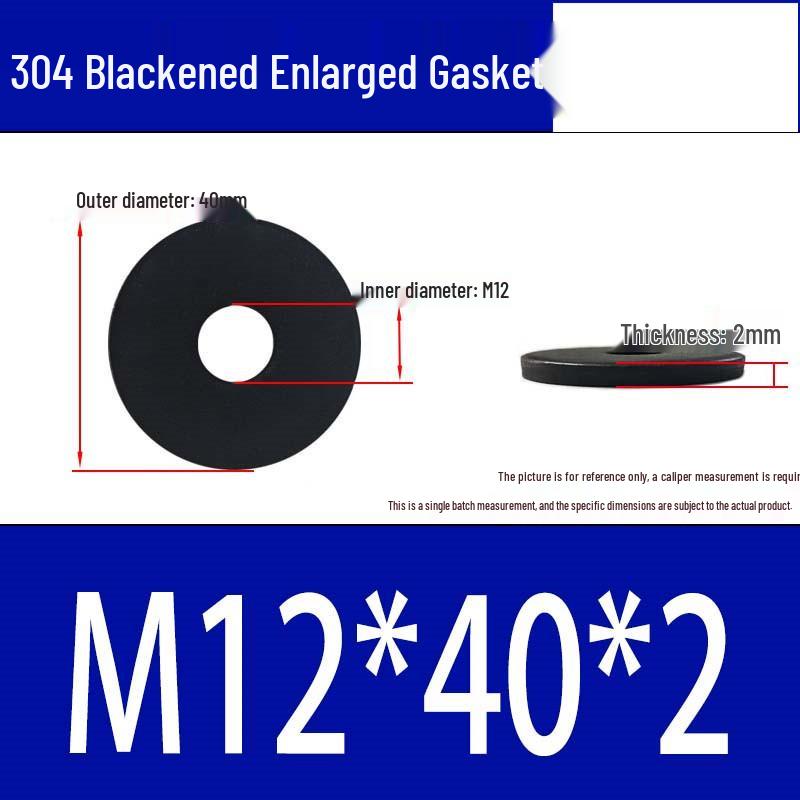 Large Black 304 Stainless Steel Ultra-Thin Oversized Flat Washer, Zinc-Plated