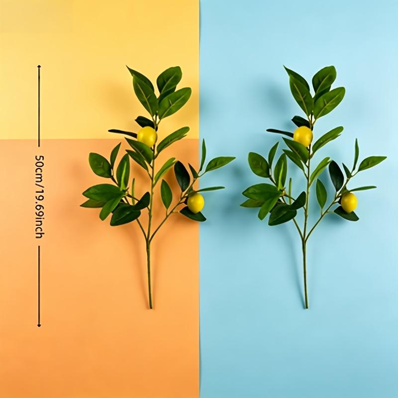 2pcs Lifelike Artificial Lemon Branches | 50 Cm / 19.69 Inches, Realistic Plant Design, Synthetic Plants for Holiday, Daily, Wedding