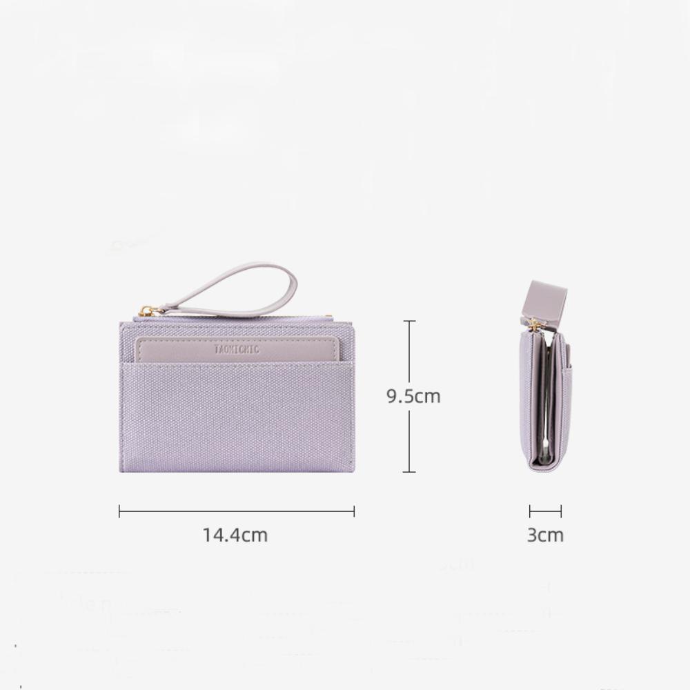 New PU Women's Purse Solid Color Fold Over Short Wallet Large Capacity with Zipper Design Card Bag