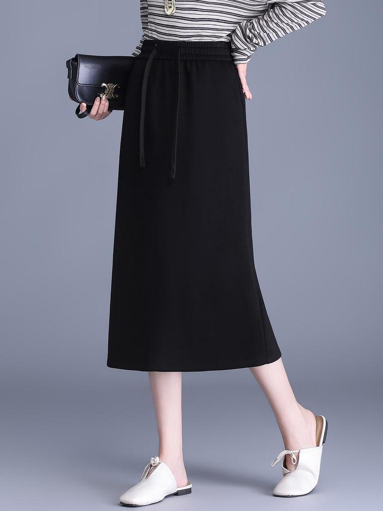 Drapey Commute Slimming Black Pencil Midi Skirt - Spring 2026 Collection