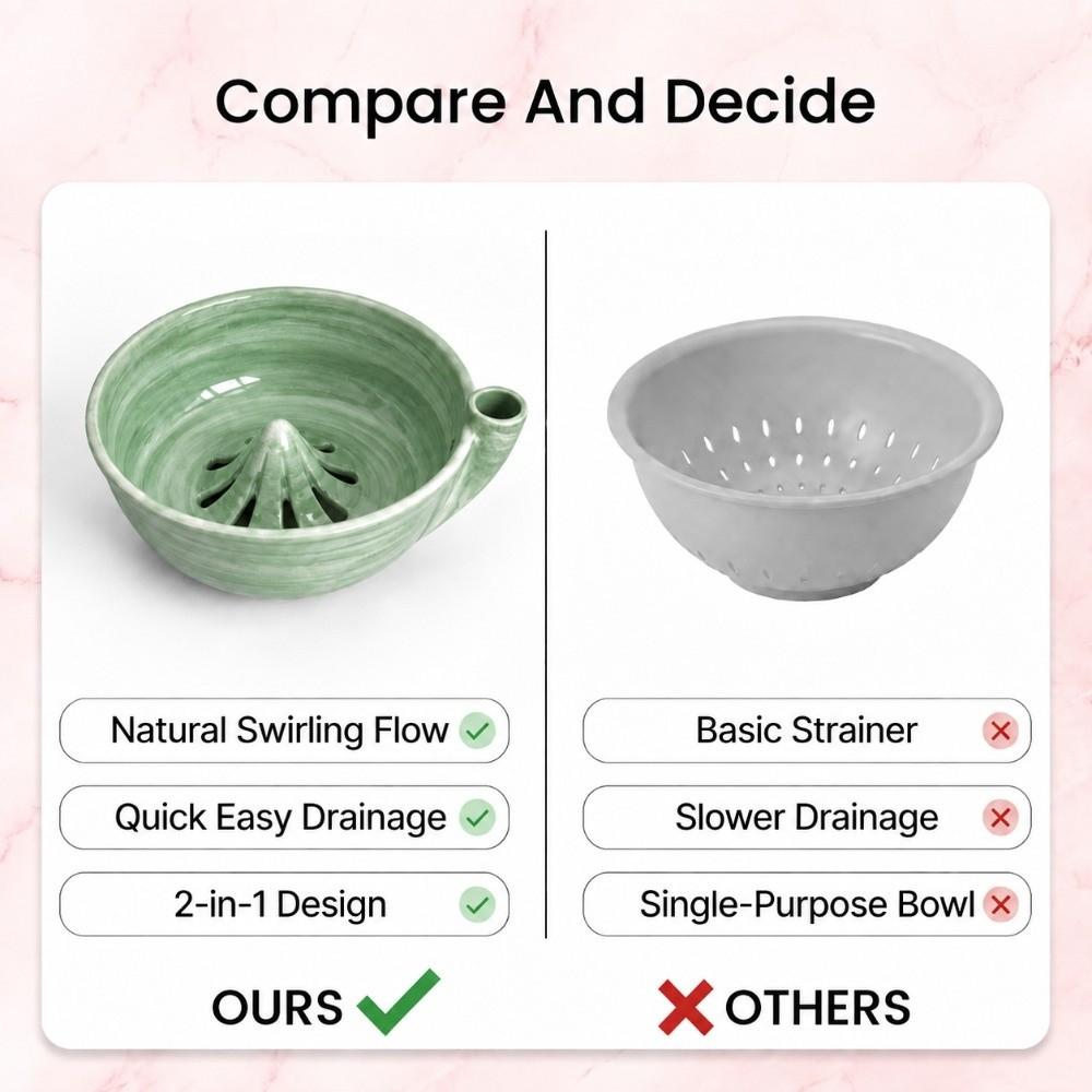 Exquisite Self Rinsing Fruit Colander Drain Holes Ceramic Washing Strainer Small Produce