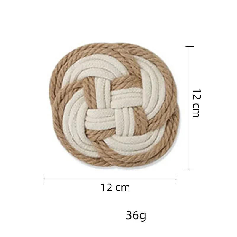 Kulaté ručně vyráběné tkané bavlněné vlákno Jutová podložka na stůl bavlněný cop Hrnek Hrnek podložka Izolační prostírání Kuchyňské domácí stolní podložky