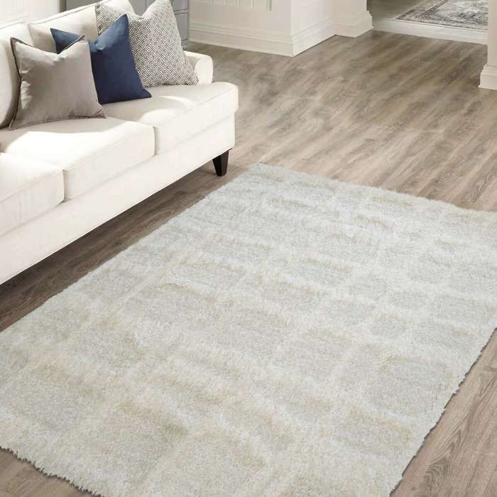 Modern Living Room Rug Geometric Relief Cream 160x220