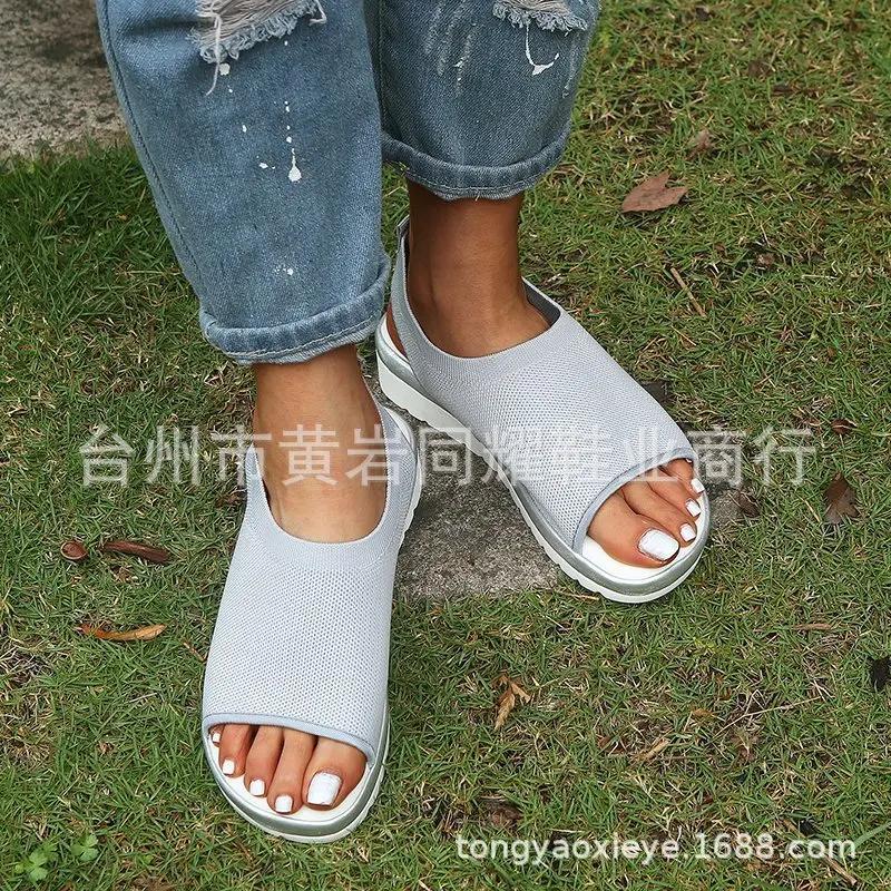 Fashion Shoes Women 2025 Summer Sandals Sapato Feminin Comfy PU Shopping Flat Sole Sandal For Women Shoes Peep Toe Sandalias Mujer NEW