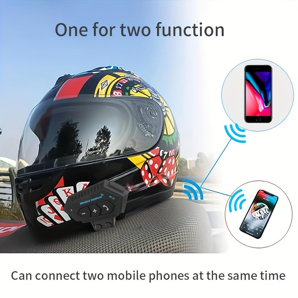 Interphone Bluetooth pour moto 500mAh Longue autonomie Système de communication BT12
