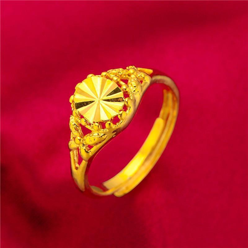 Women's Open Adjustable Ring Gold Plated with Lucky Flower Design Suitable for Wedding Jewelry