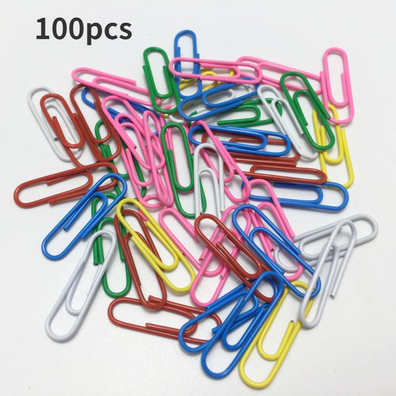 

100 шт. Цветные скрепки Канцелярские принадлежности Канцелярские скрепки
