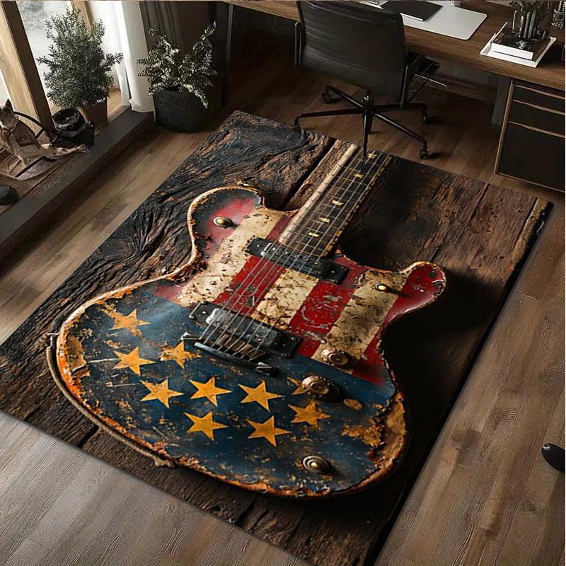 1Pc Guitar Print Rug - home decoration Carpet For Living Room Bedroom Flooring Computer Chair Area Rug