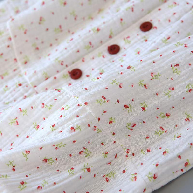 Women's Pure Cotton Crinkle Nightgown, Camisole Style, Breathable & Sweat-Absorbent, Loose-Fit Long Dress