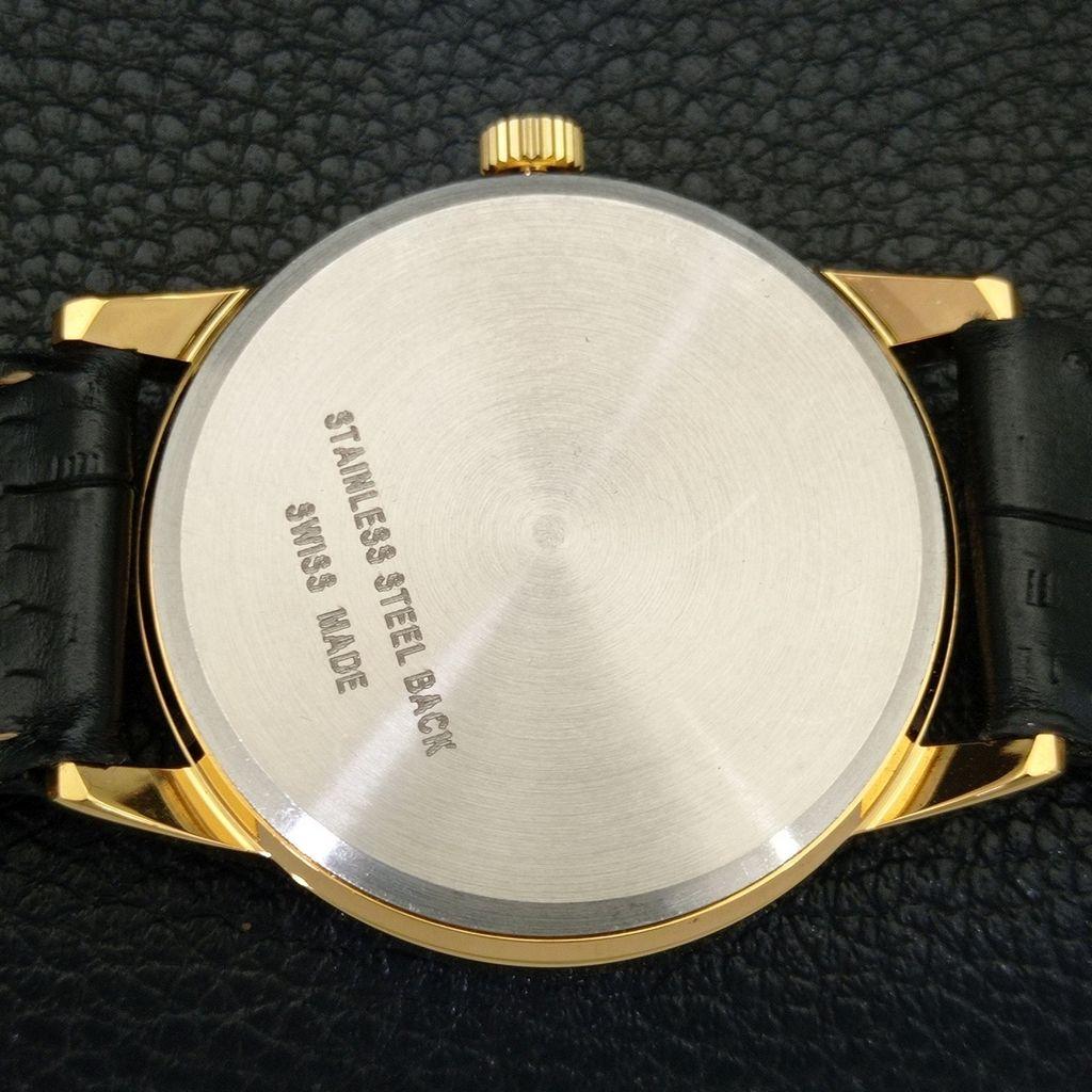 שעון יד לגברים שוויצרי וינטג' מחודש MONTINE מנגנון מתיחה ידנית לוח שחור a441066-1