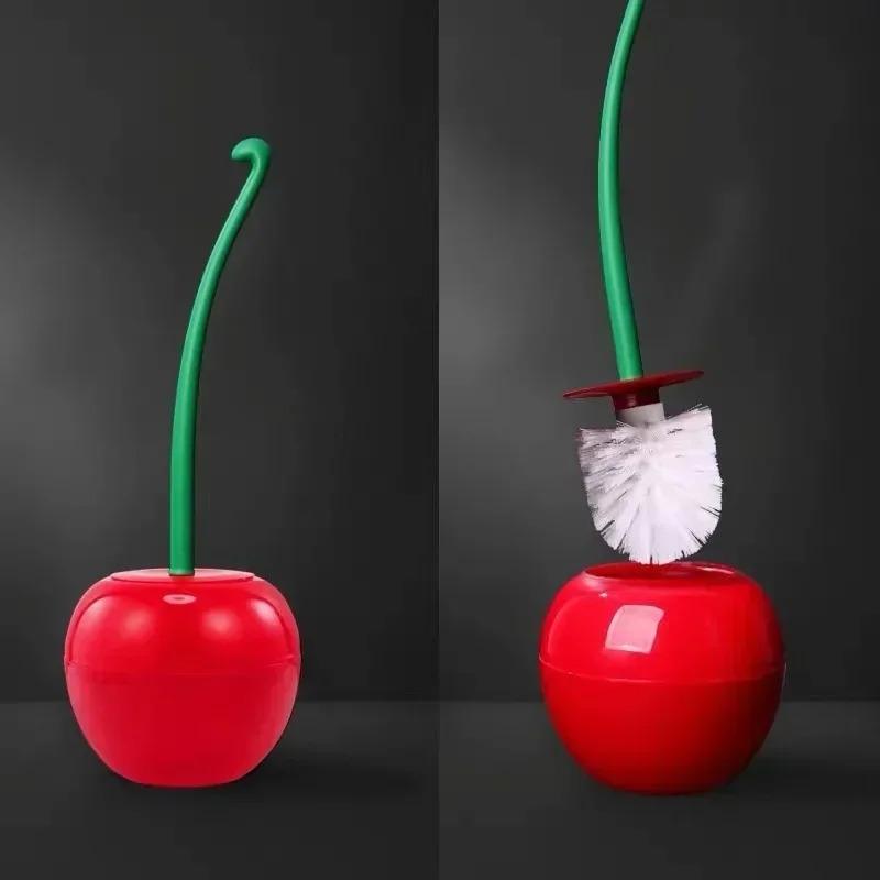 Cherry toilet brush, household long handle soft bristle toilet brush, daily necessities, creative clean brush,toilet brush