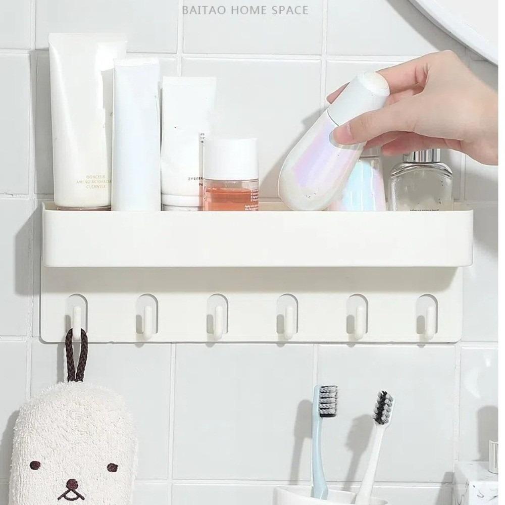 Quality with Shelf Key Holder Wall Mounted Space Saving Key Storage Rack with 6 Hooks Bathroom Storage Rack Bathroom