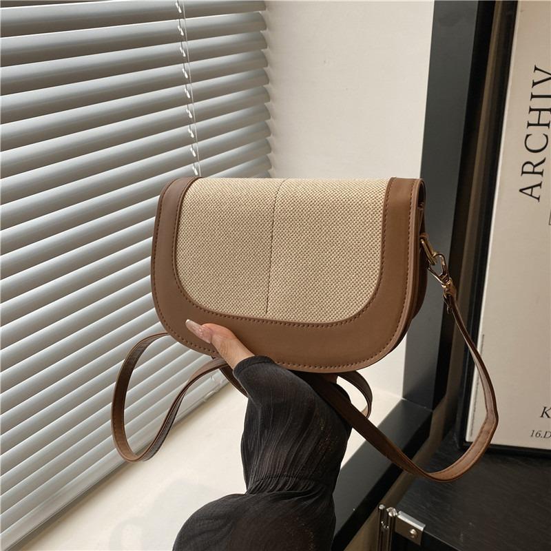 Trend Fashion Women's Bags Summer New Clamshell Splicing Contrasting Color Crossbody Women's Saddle Shoulder Armpit Bag