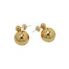 Korean Dongdaemun 18K Gold-Plated S925 Silver Round Ball Stud Earrings - Minimalist Women's Design