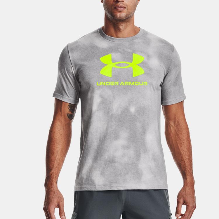 Under Armour Tie-Dye Graphic Crew Neck T-Shirt Men Tops Gray 1365264-014