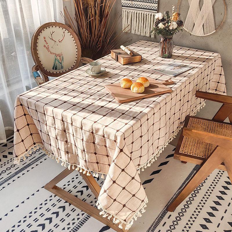 

Клітинчаста бавовняно-лляна скатертина, Прямокутний тканинний покриття для столу, Килимок для журнального столика, Захисна від пилу накидка 40*60cm