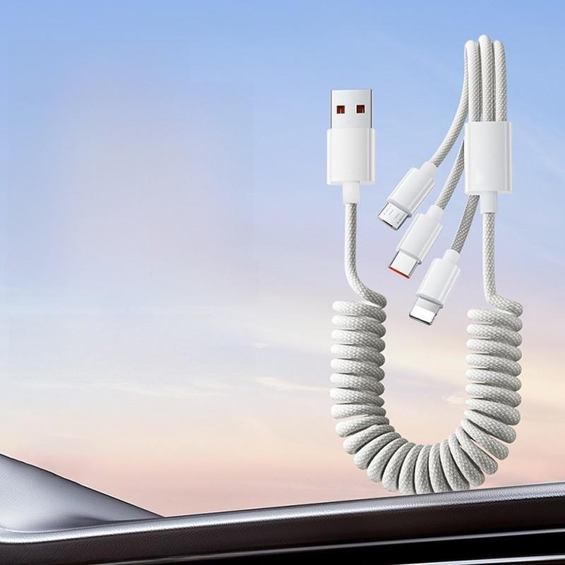 Apple Lightning Micro Usb Type C 100w Fast Charging Data Cable With Extendable Design For Multidevice Use