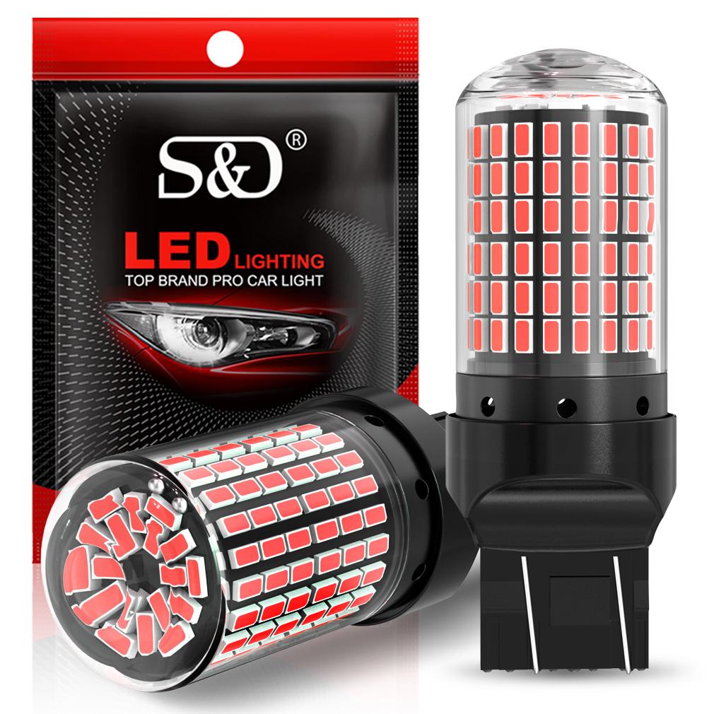 2pcs High Power Car LED Bulbs 1156 BA15S P21W BAU15S PY21W 1157 P21/5W T20 7440 W21W Canbus 144SMD Turn Signal Lamp Brake Reverse Tail Light 12V