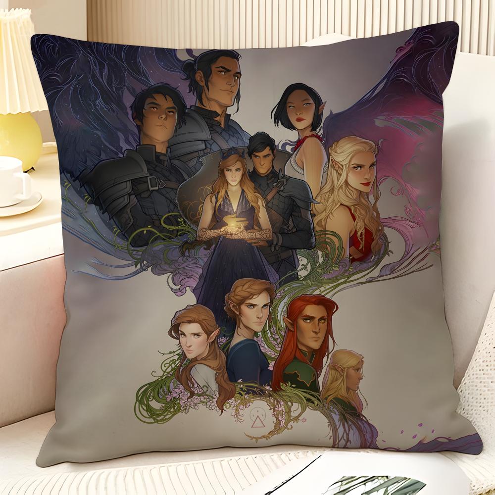 Novel AA Court of Thorns and Roses Natural Linen Organic Fabric DoubleSided Printing Sofa Home Decor Gift Pillow Case