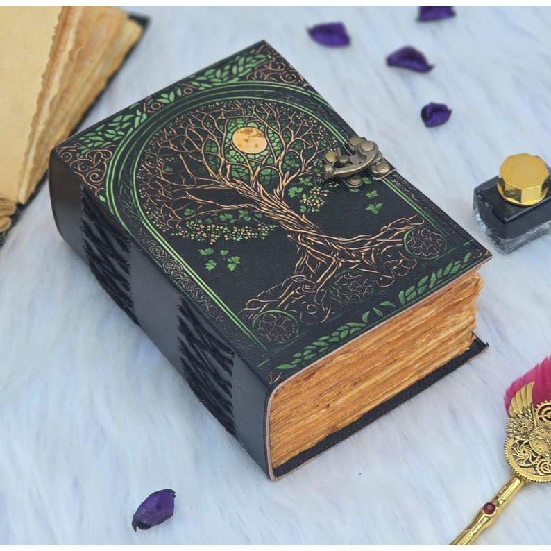 leather journal - Blank spell book - Tree of life journal - Book of shadows Leather - celestial gifts for him/her