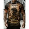 Summer Men's T-Shirt USA 250th Anniversary Eagle 3D Print Short Sleeve Top Quick Dry Vintage T-Shirt Men's O-Neck Pullover Tops